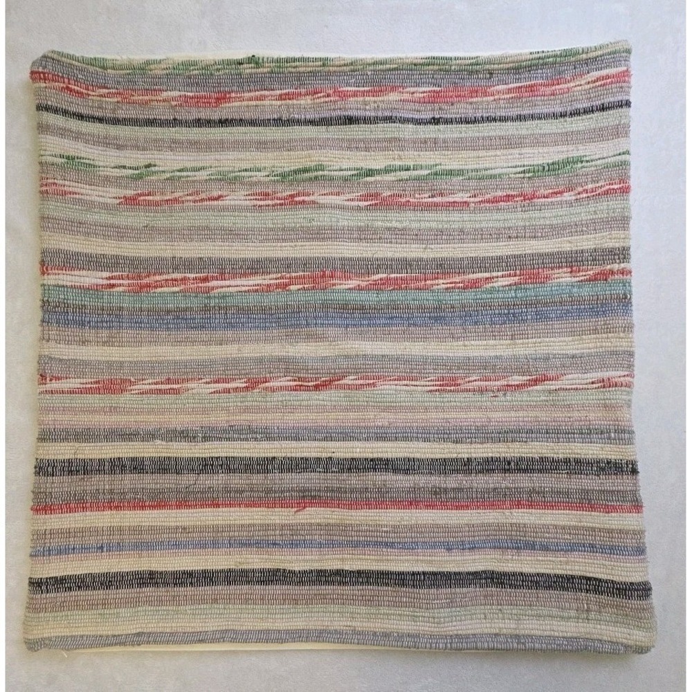 2 Pottery‎ Barn 2012 Stripe Kilim Dhurrie Pillow Covers 24" Square Cotton Set